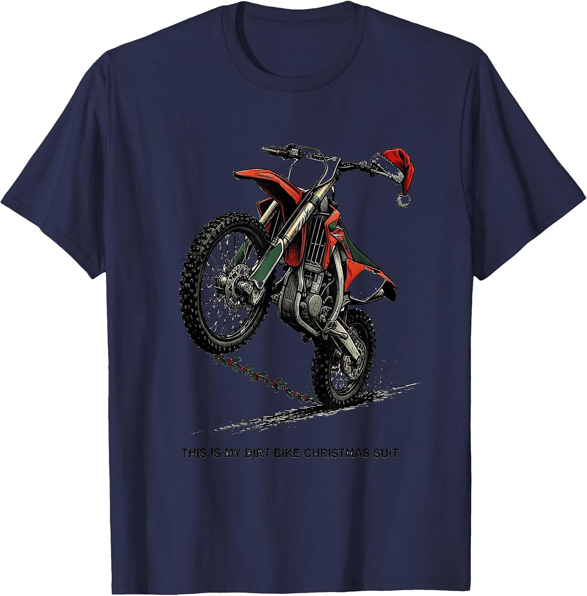 Men's This Is My Dirt Bike Christmas Suit Funny Biker Santa T-Shirt - Navy Blue