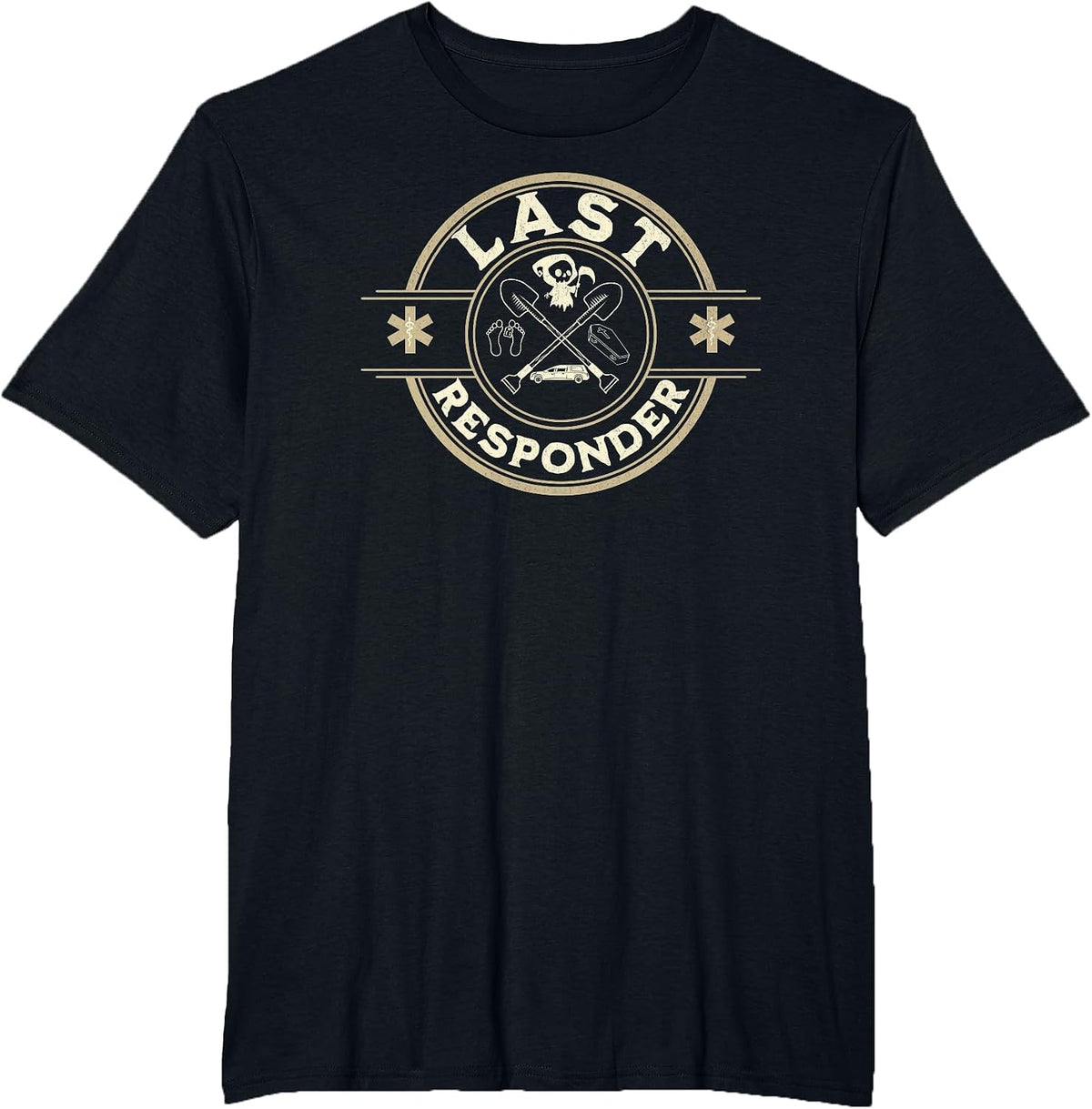 Grim Reaper Funny Dark Meme Mortician Last Responder Vintage T-Shirt - Black