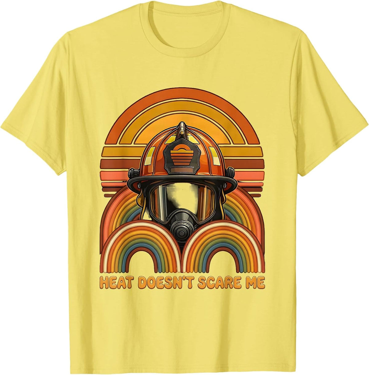 Men's Heat Doesn't Scare Me Firefighter Design T-Shirt - Lemon Yellow