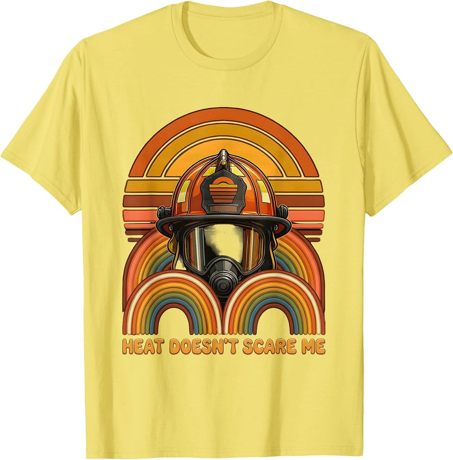 Men's Heat Doesn't Scare Me Firefighter Design T-Shirt - Lemon Yellow