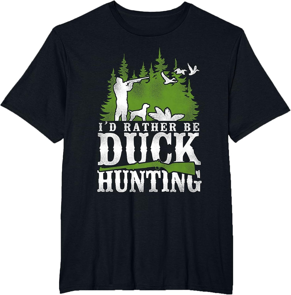Duck Hunting Hunter Vintage I'd Rather Be Duck Hunting T-Shirt - Black