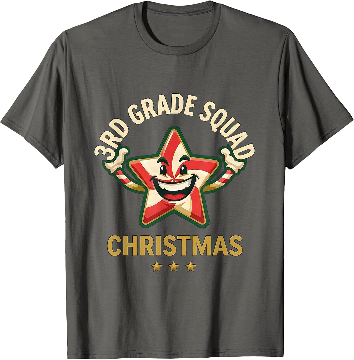 Men's 3rd Grade Squad Christmas Teacher Humor Christmas Party T-Shirt - Asphalt Grey