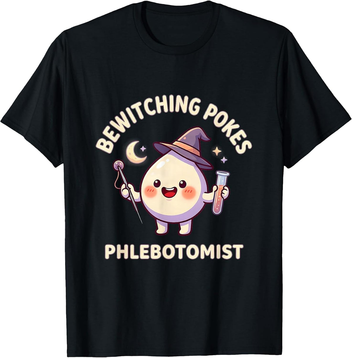 Men's Bewitching Pokes Phlebotomist Funny Nurse Halloween Hocus T-Shirt - Black