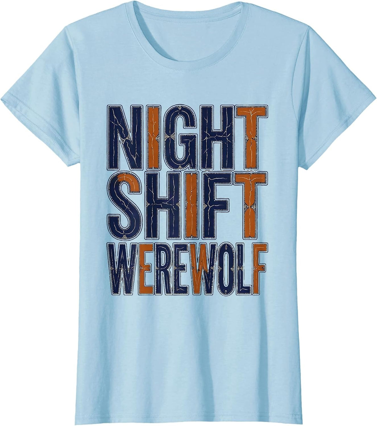 Women's Night Shift Werewolf Halloween Graphic Design T-Shirt - Baby Blue