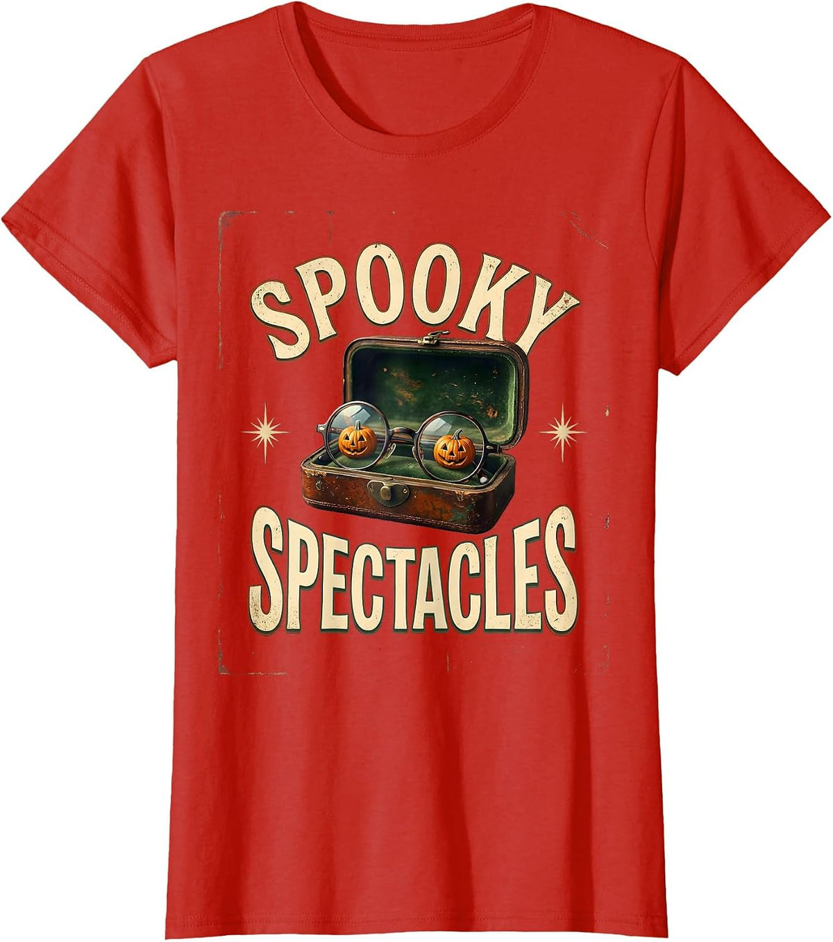 Spooky Spectacles Vintage Funny Optometrist Halloween Eye T-Shirt - Red