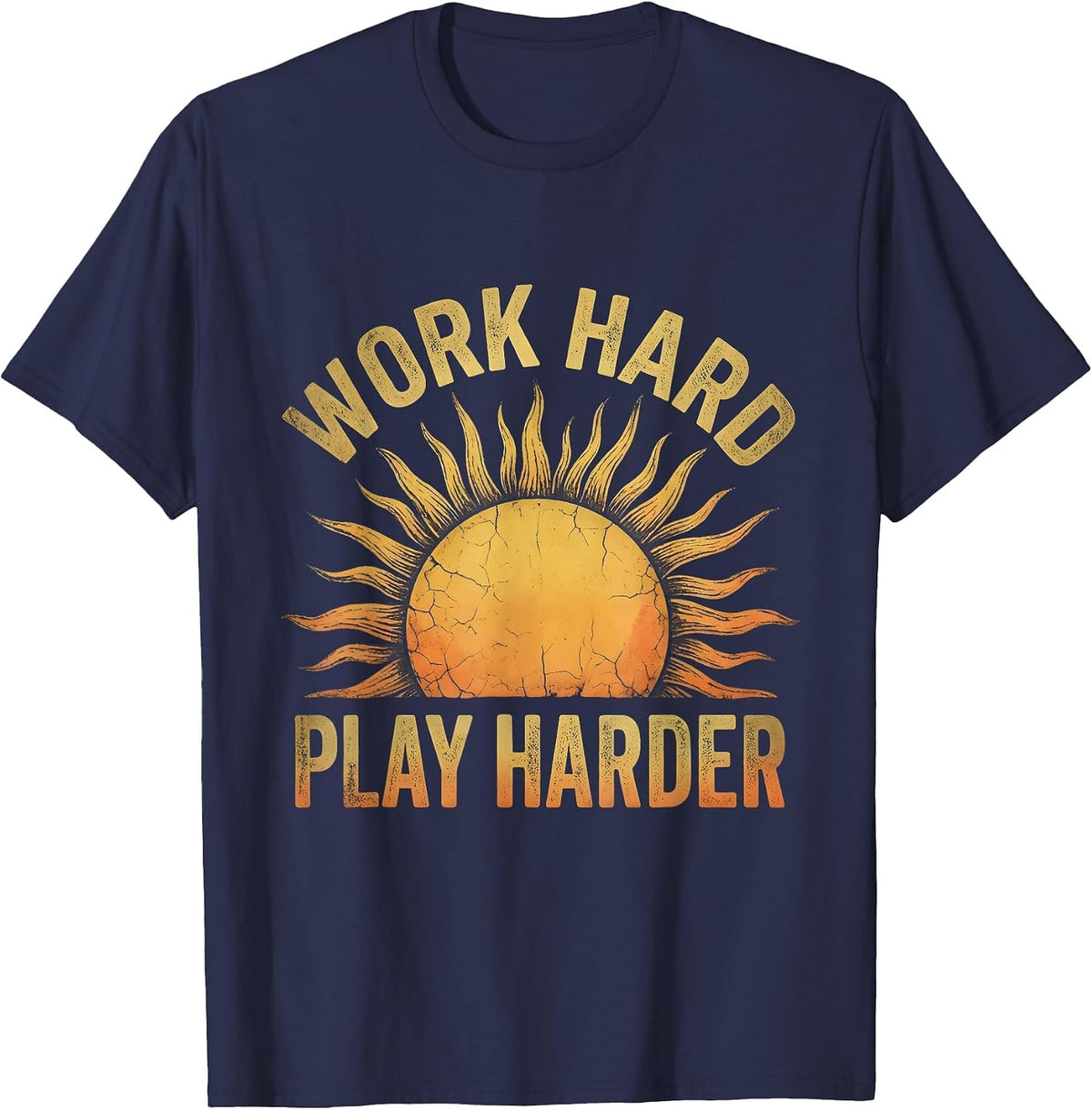 Work Hard Play Harder Labor Day Graphic Design T-Shirt - Navy Blue