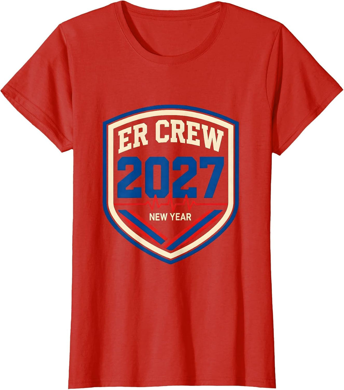 ER New Year Crew 2027 Sports Nurse ICU L&D New Years Eve T-Shirt - Red