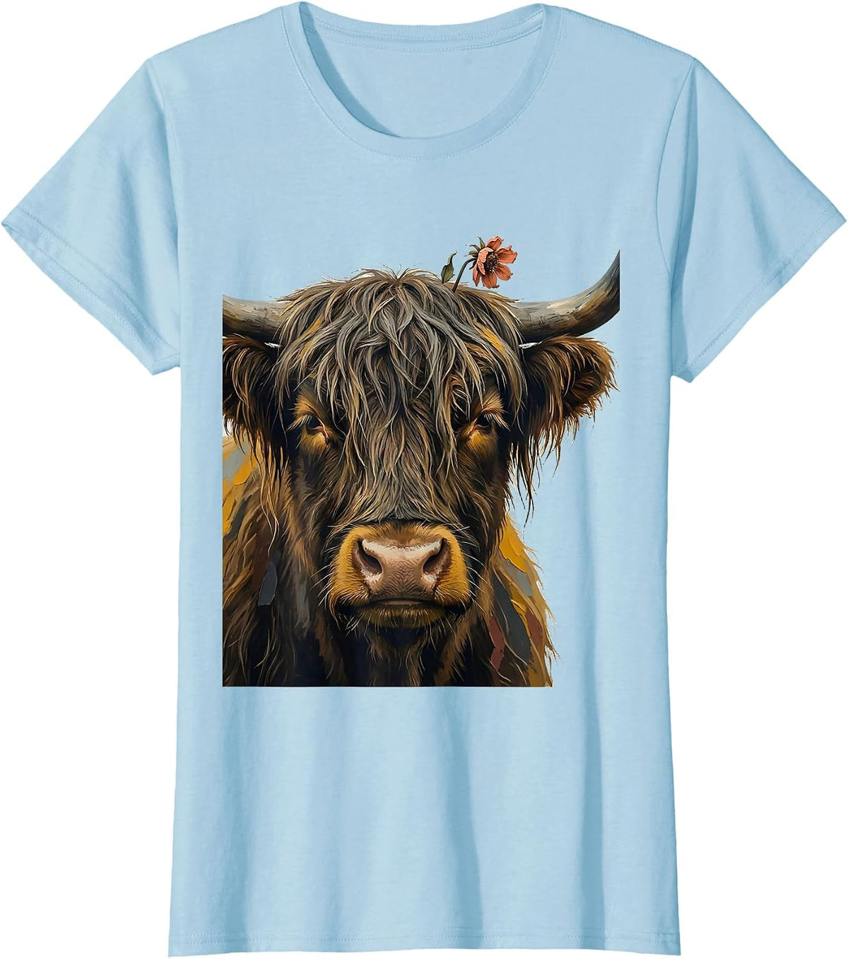 Oversized Highland Cow Funny Cute Novelty Animal Lover T-Shirt - Baby Blue