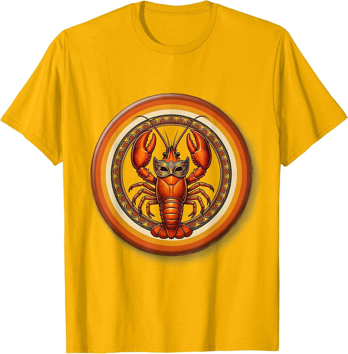 Mardi Gras Crawfish Masquerade Costume Design T-Shirt - Golden Yellow