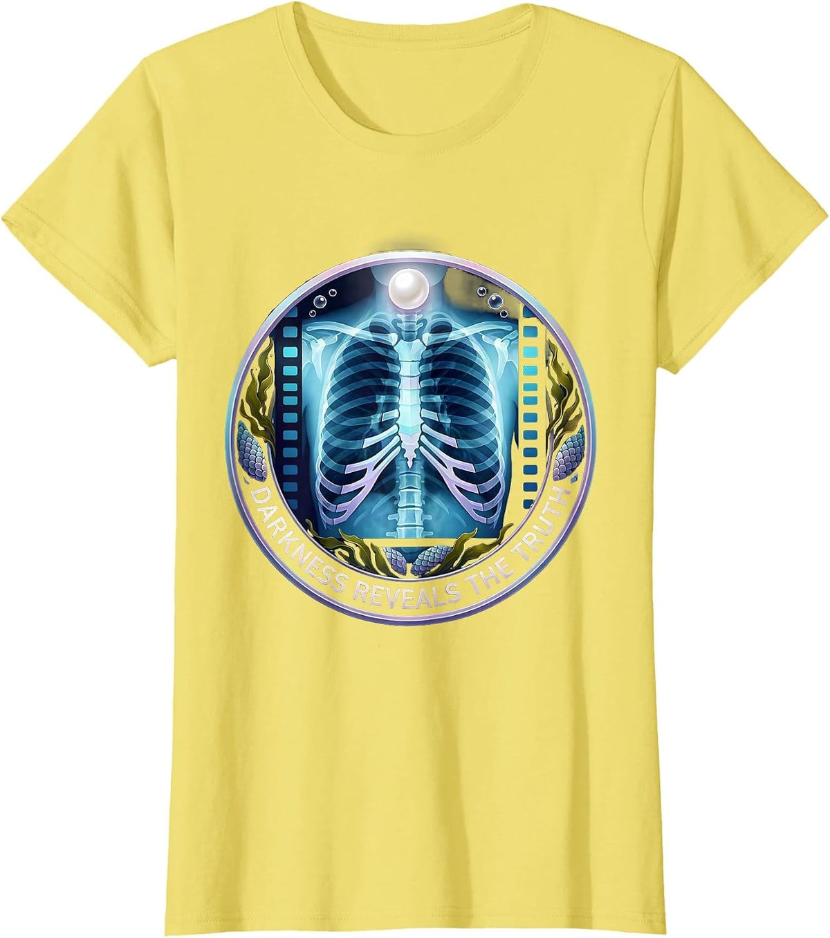 Women's Darkness Reveals The Truth Radiology Design T-Shirt - Lemon Yellow