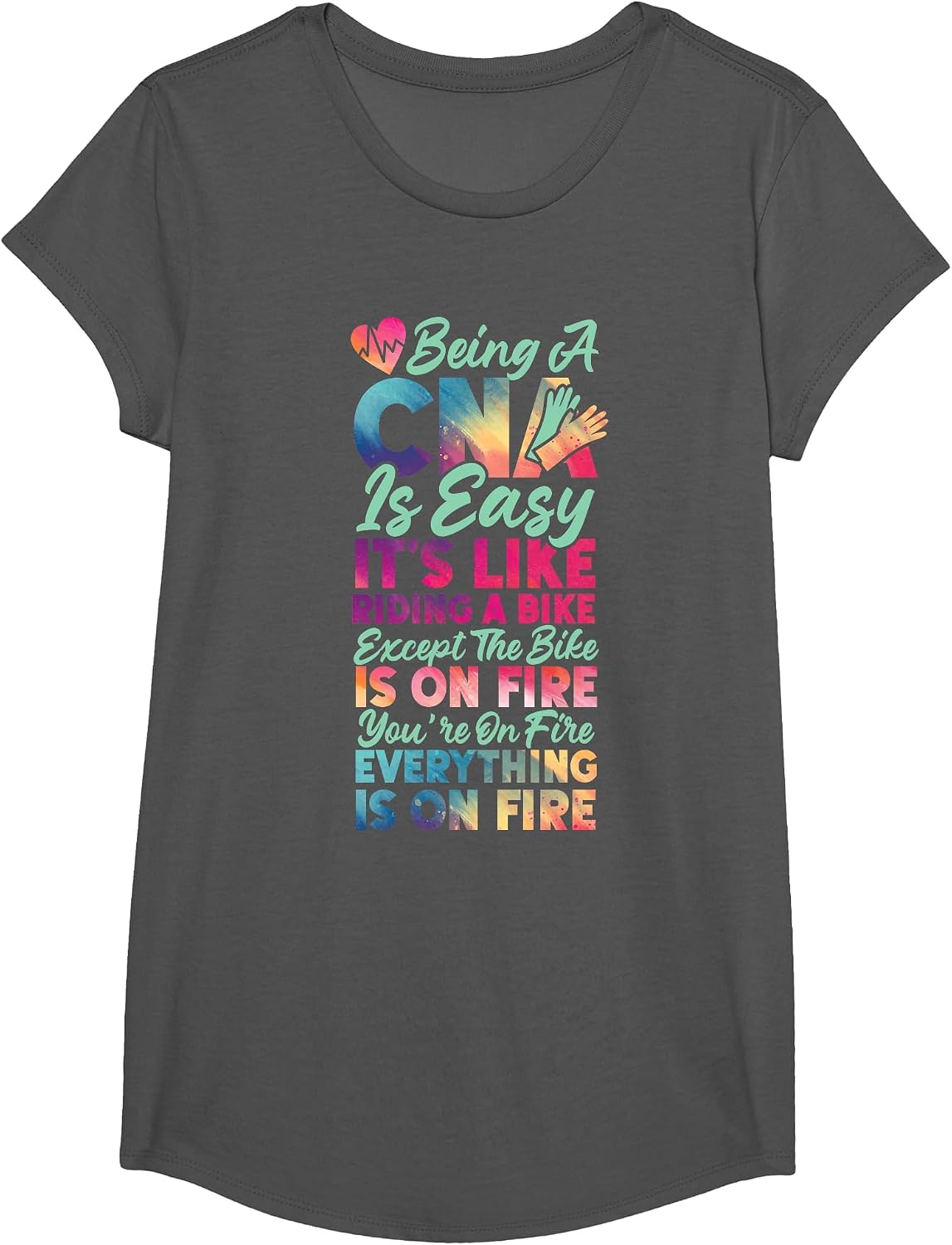 CNA Nurse Certified Nursing Assistant Being A CNA is Easy T-Shirt - Girls Asphalt Grey