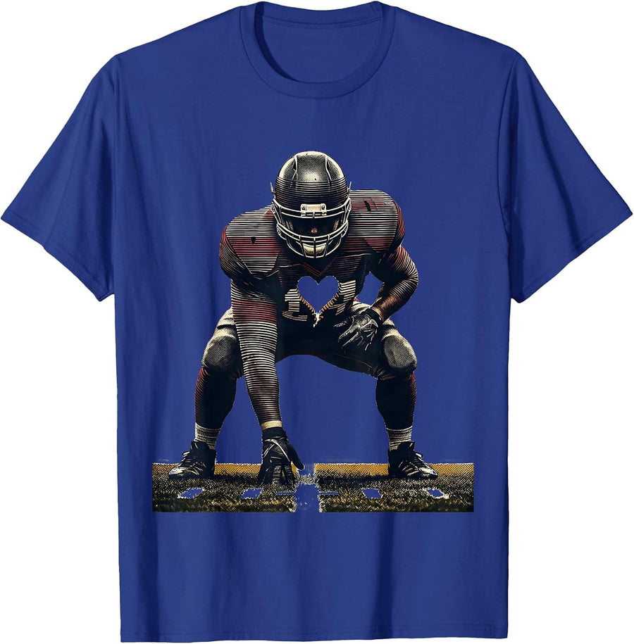 Offensive Lineman Heart Football Mom Game Day Pride T-Shirt - Royal Blue