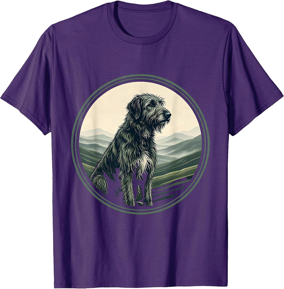 Irish Wolfhound Misty Hills Illustration T-Shirt - Purple