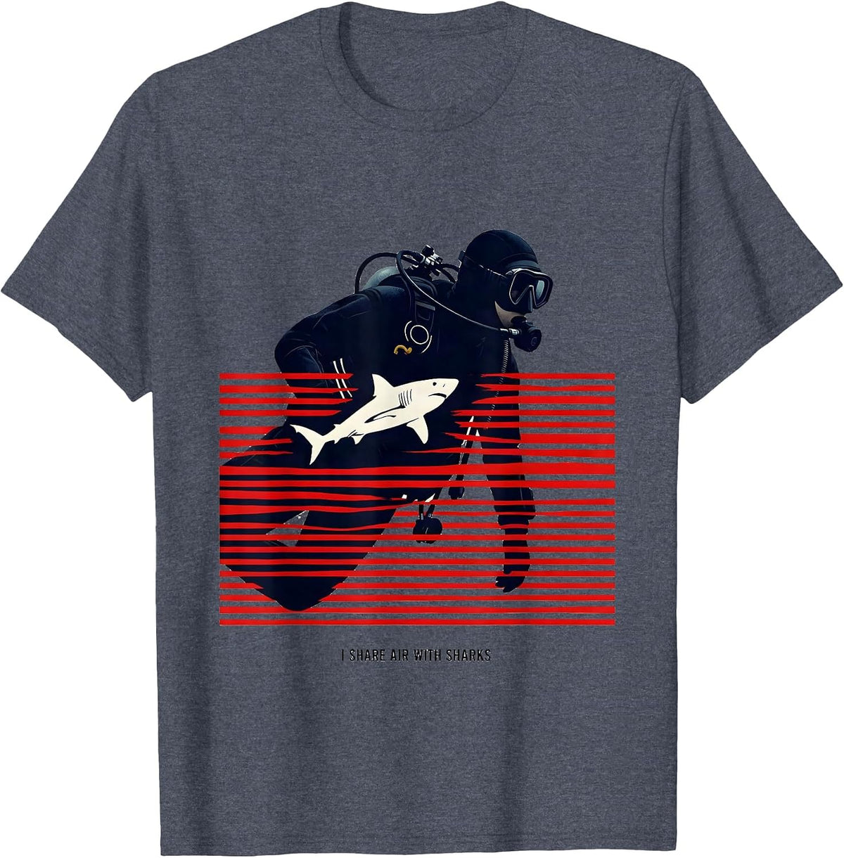 I Share Air With Sharks Funny Scuba Diver Humor T-Shirt - Heather Blue