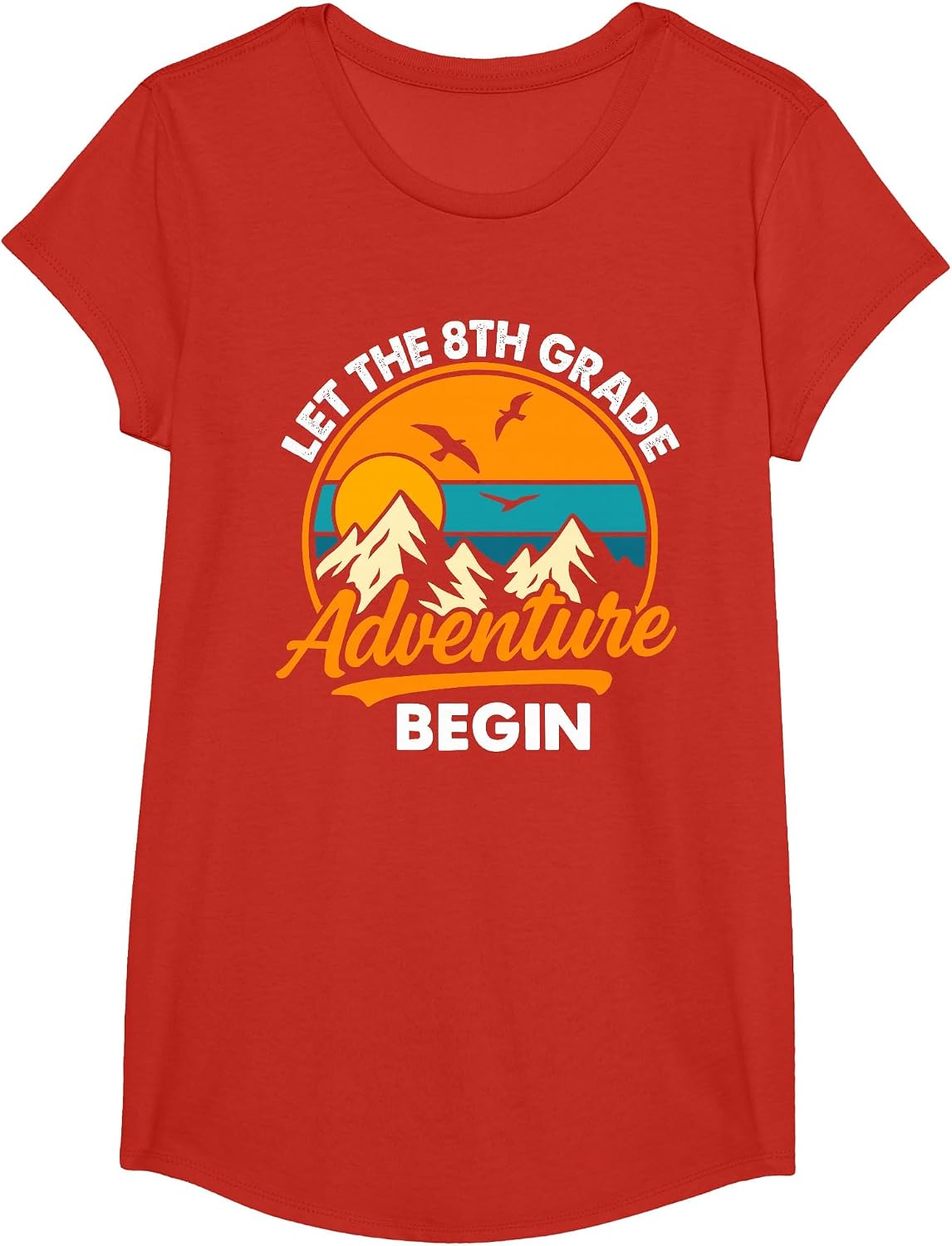 Let the 8th Grade Adventure Begin Funny Back to School T-Shirt - Girls Red