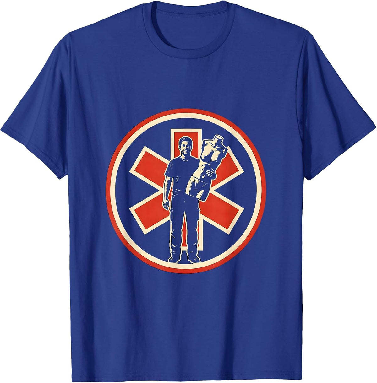 Men's EMT Mannequin Deadpan Humor Stencil Graphic T-Shirt - Royal Blue