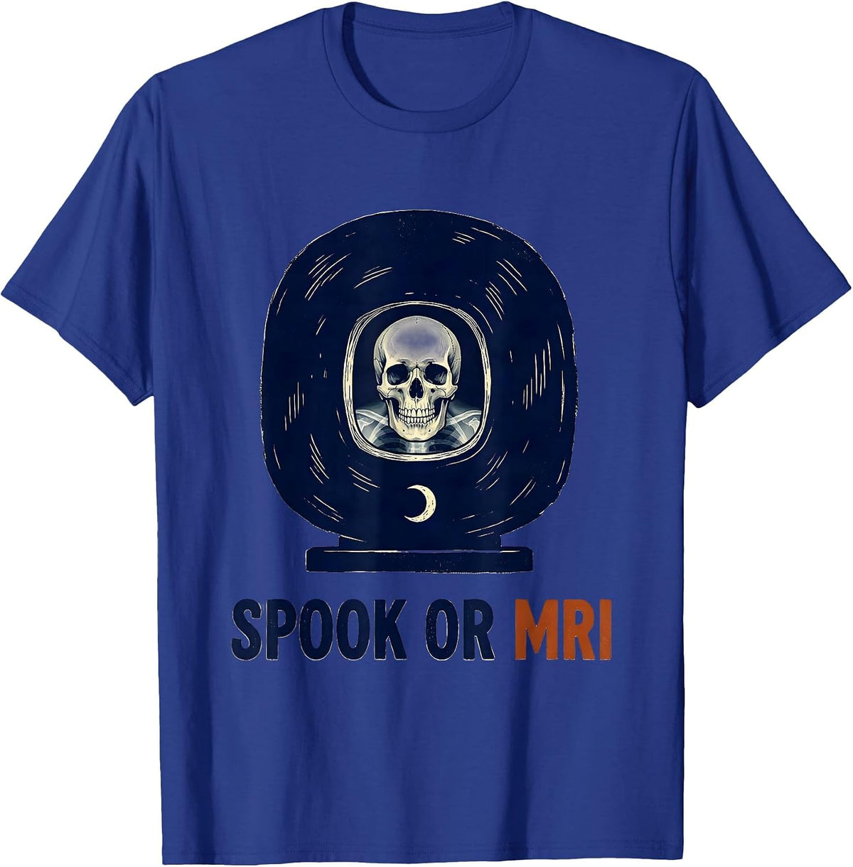 Spook Or MRI Linocut Radiology Tech Halloween Workplace T-Shirt - Royal Blue