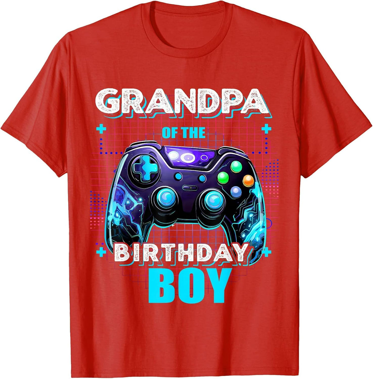 Grandpa of the Birthday Boy Matching Video Gamer Party T-Shirt - Red