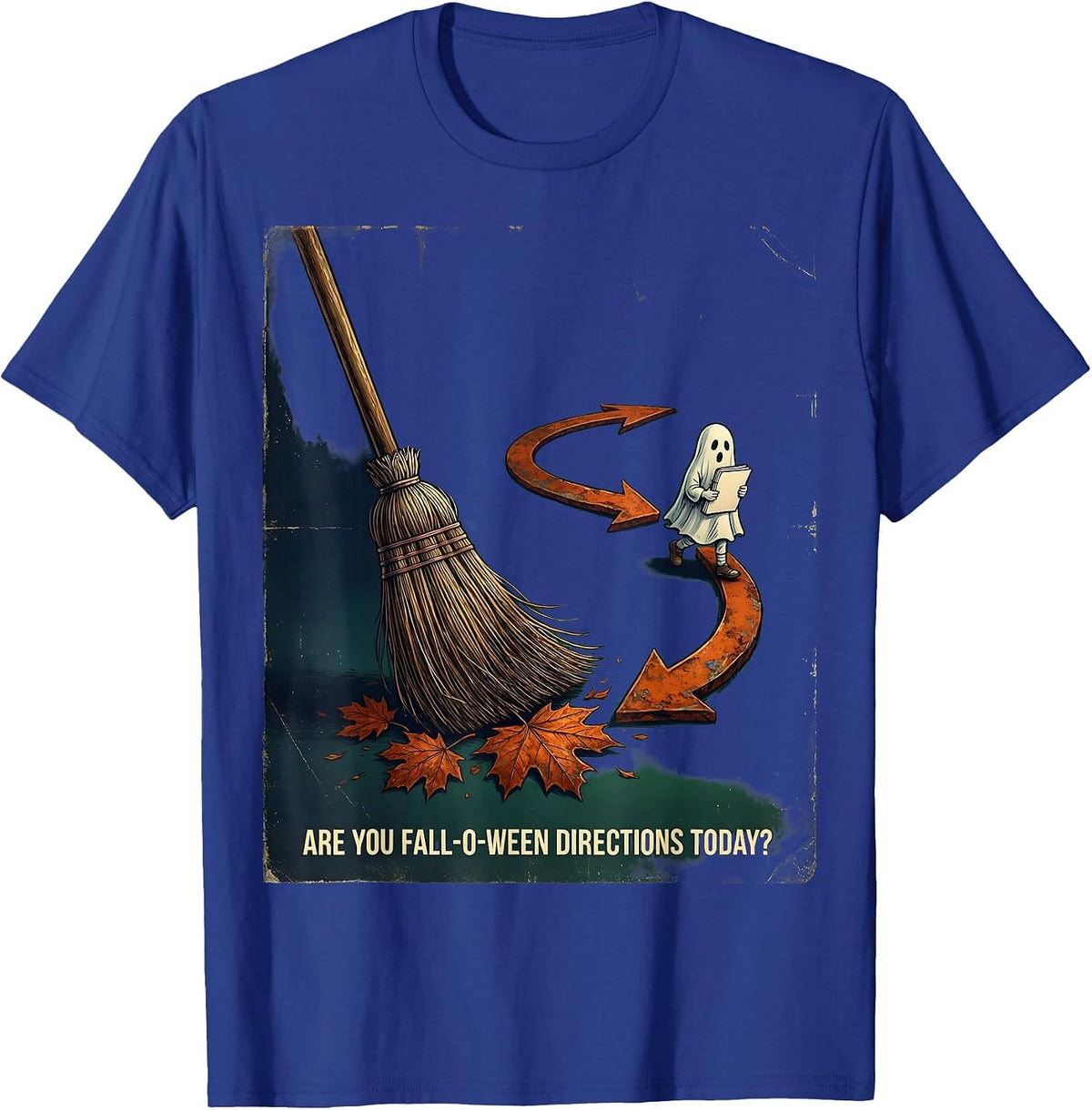 Are You Fall-O-Ween Directions Today Vintage Teacher T-Shirt - Royal Blue