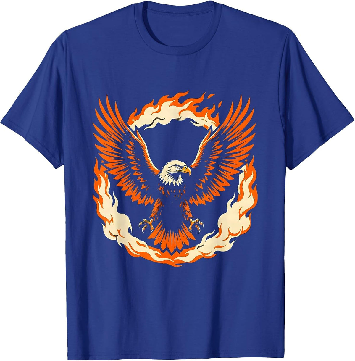 Firefighter Eagle Fire and Smoke Wings Graphic T-Shirt - Royal Blue