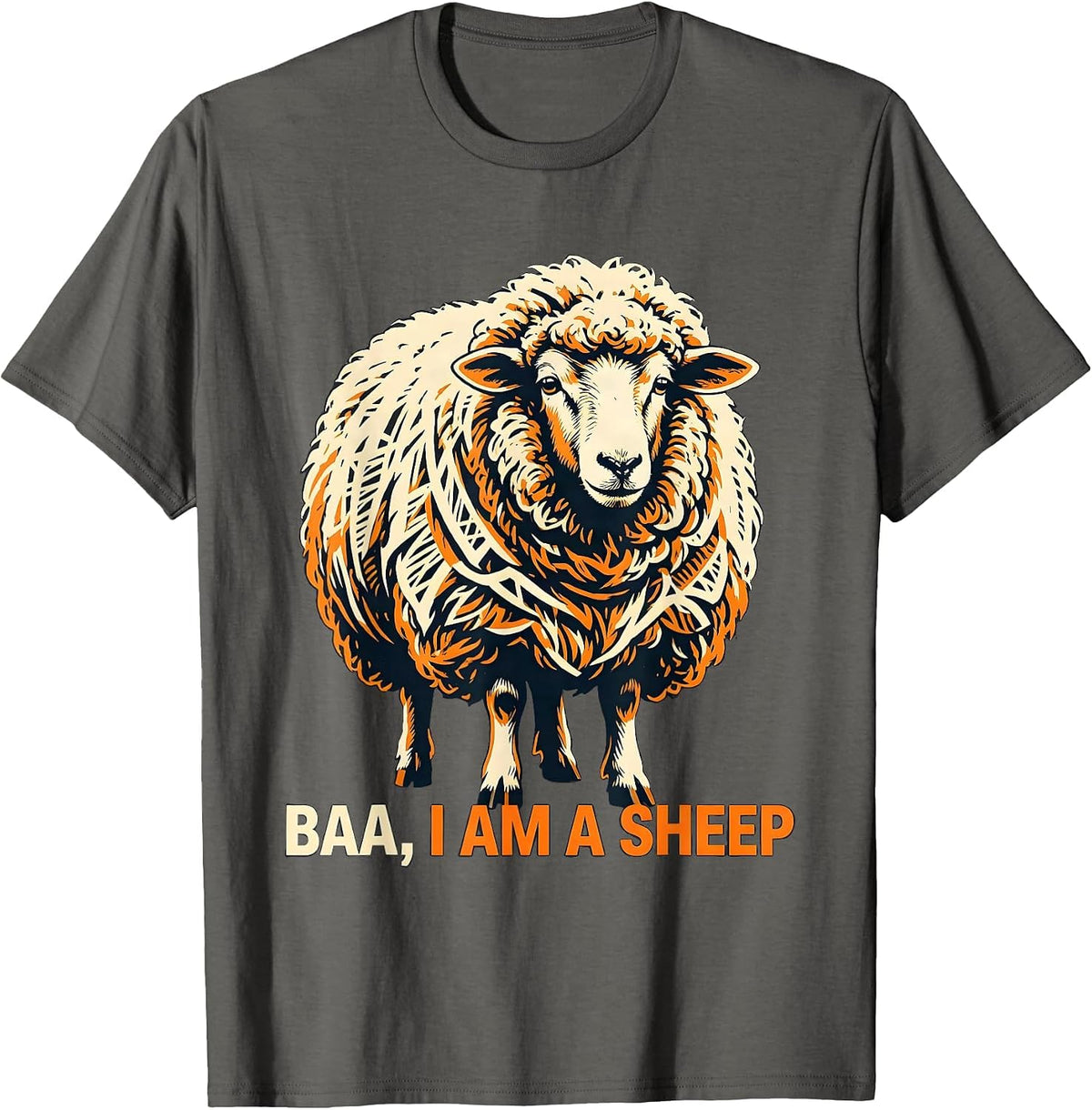 Men's Baa I Am A Sheep Funny Sheep Halloween Costume Party T-Shirt - Asphalt Grey