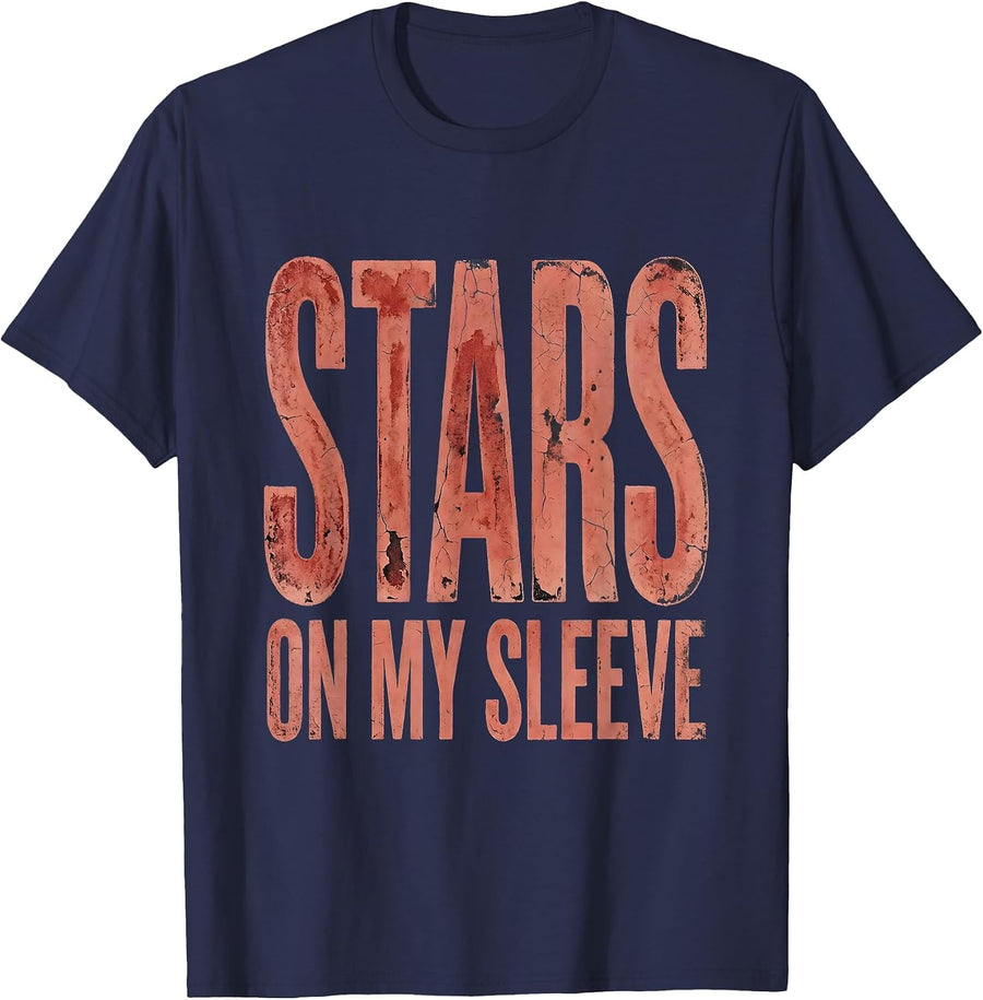 Stars on My Sleeve Red White Blue Patriotic Design T-Shirt - Navy Blue