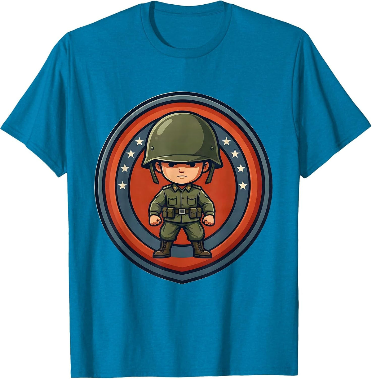 Patriot Day Kids Brave Little Soldier Helmet T-Shirt - Sapphire Blue