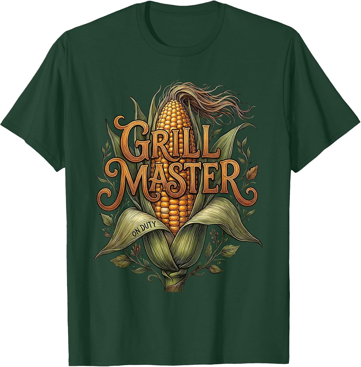 Men's Grill Master Labor Day Corn On The Cob Design T-Shirt - Dark Green