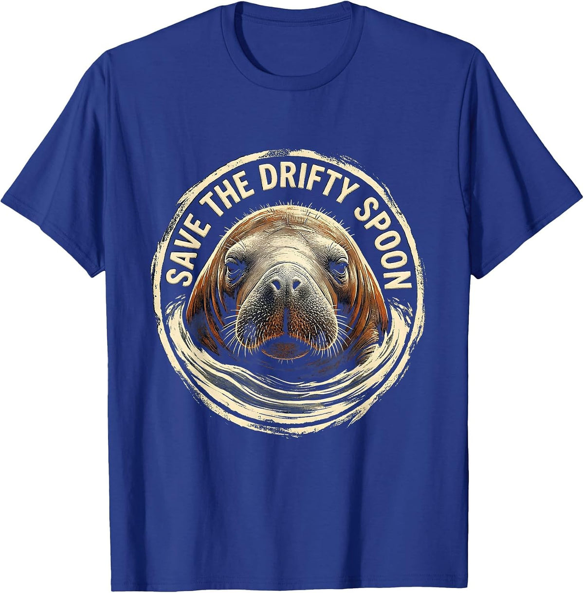 Men's Save The Drifty Spoon Manatee Lover Funny Sea Cow Humor T-Shirt - Royal Blue