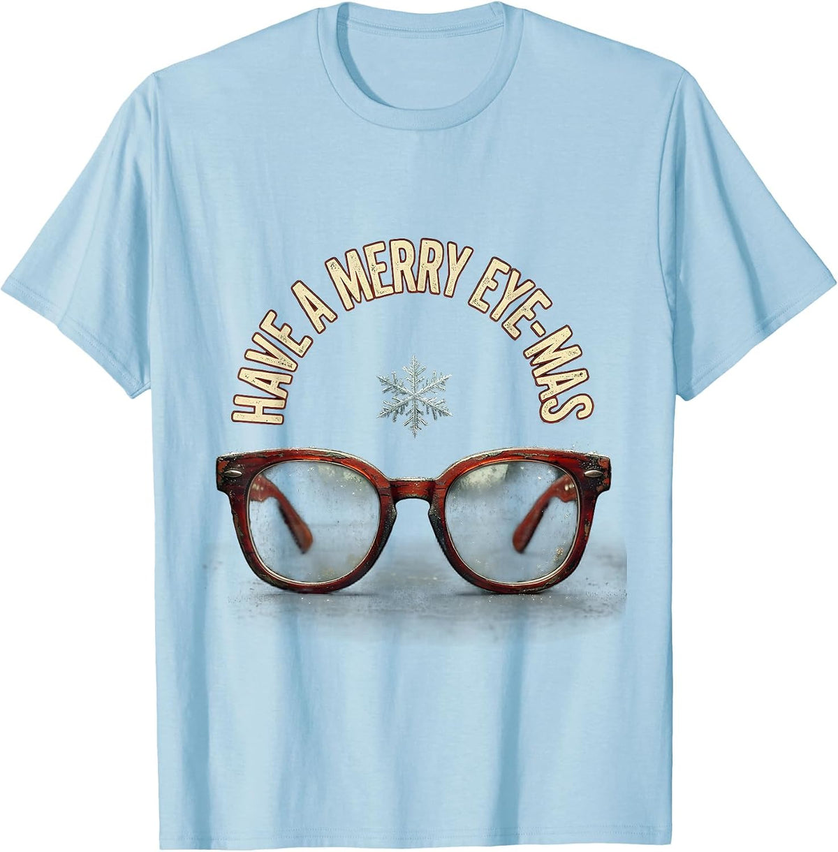 Men's Have A Merry Eye-Mas Distressed Optometrist Christmas T-Shirt - Baby Blue