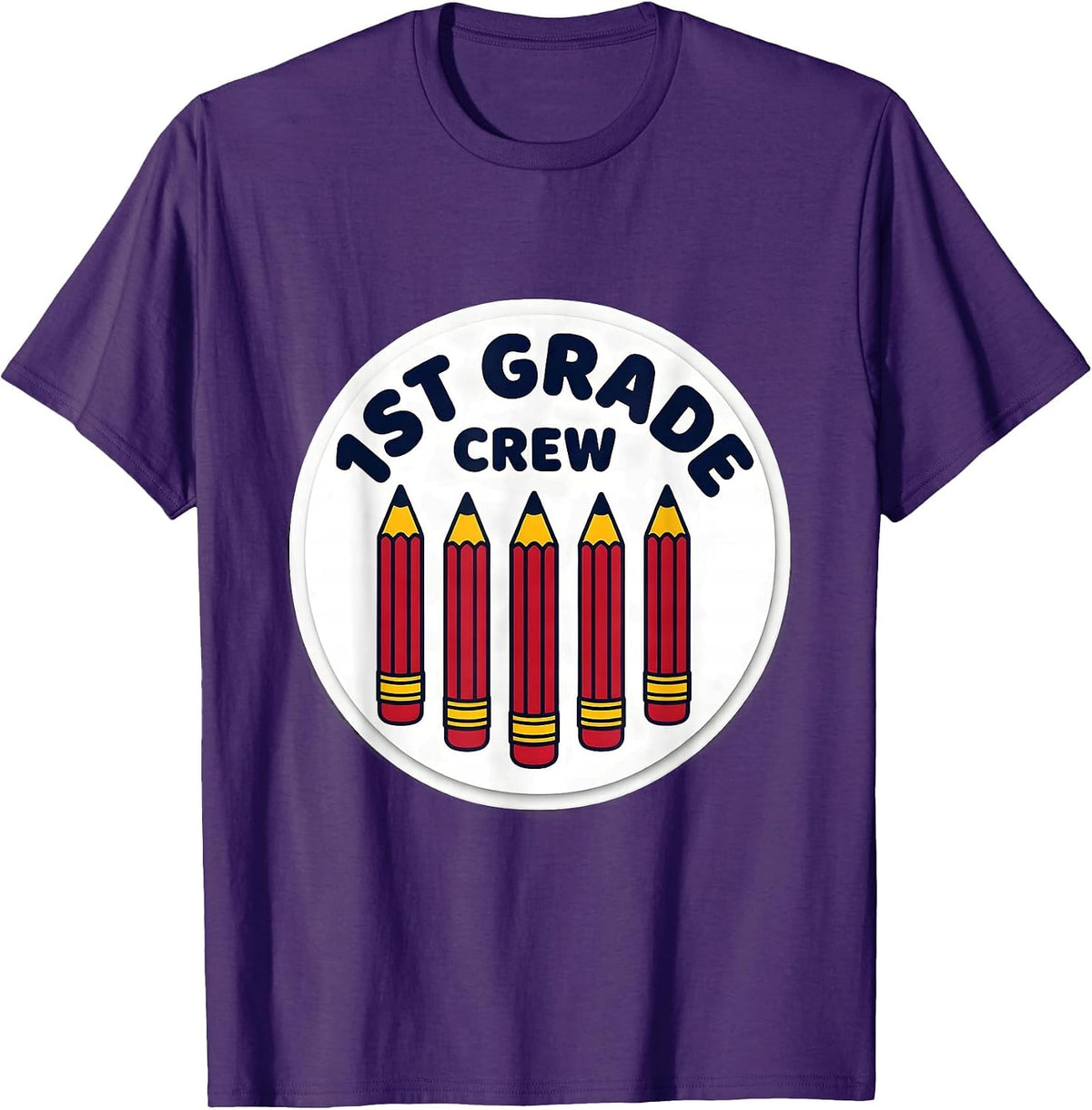 Men's 1st Grade Crew Funny Teacher Back To School Crew T-Shirt - Purple