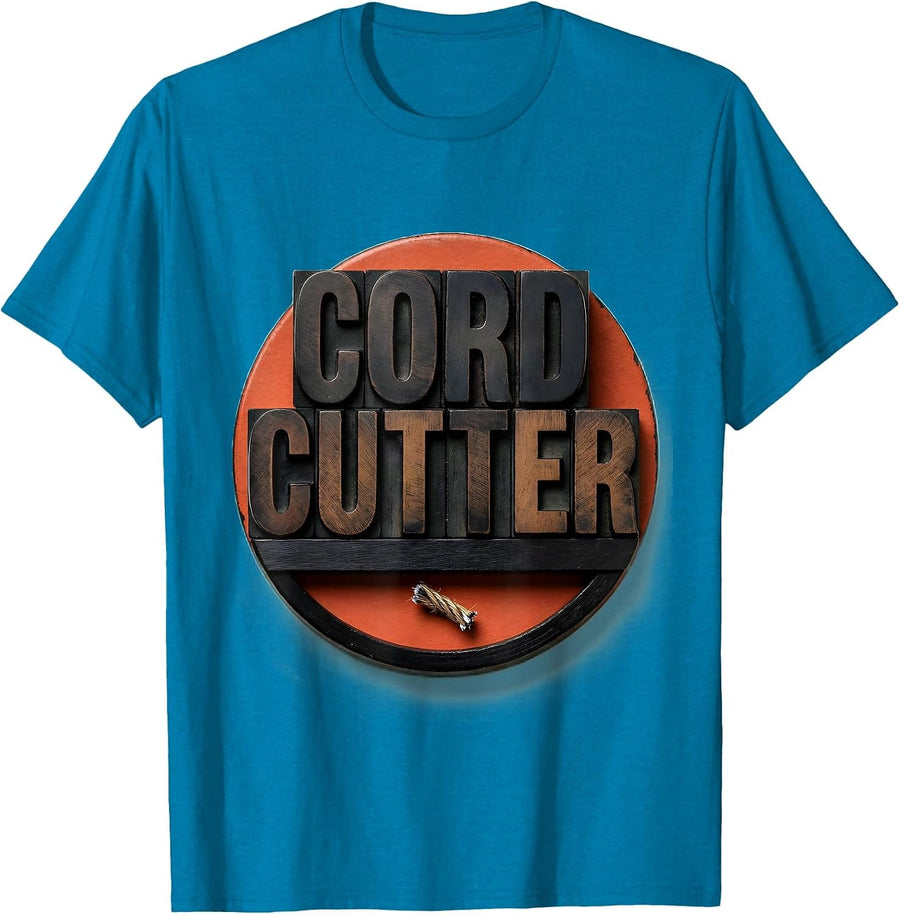 Cord Cutter Gothic Skull Burned Bridges Quote Dark Humor T-Shirt - Sapphire Blue