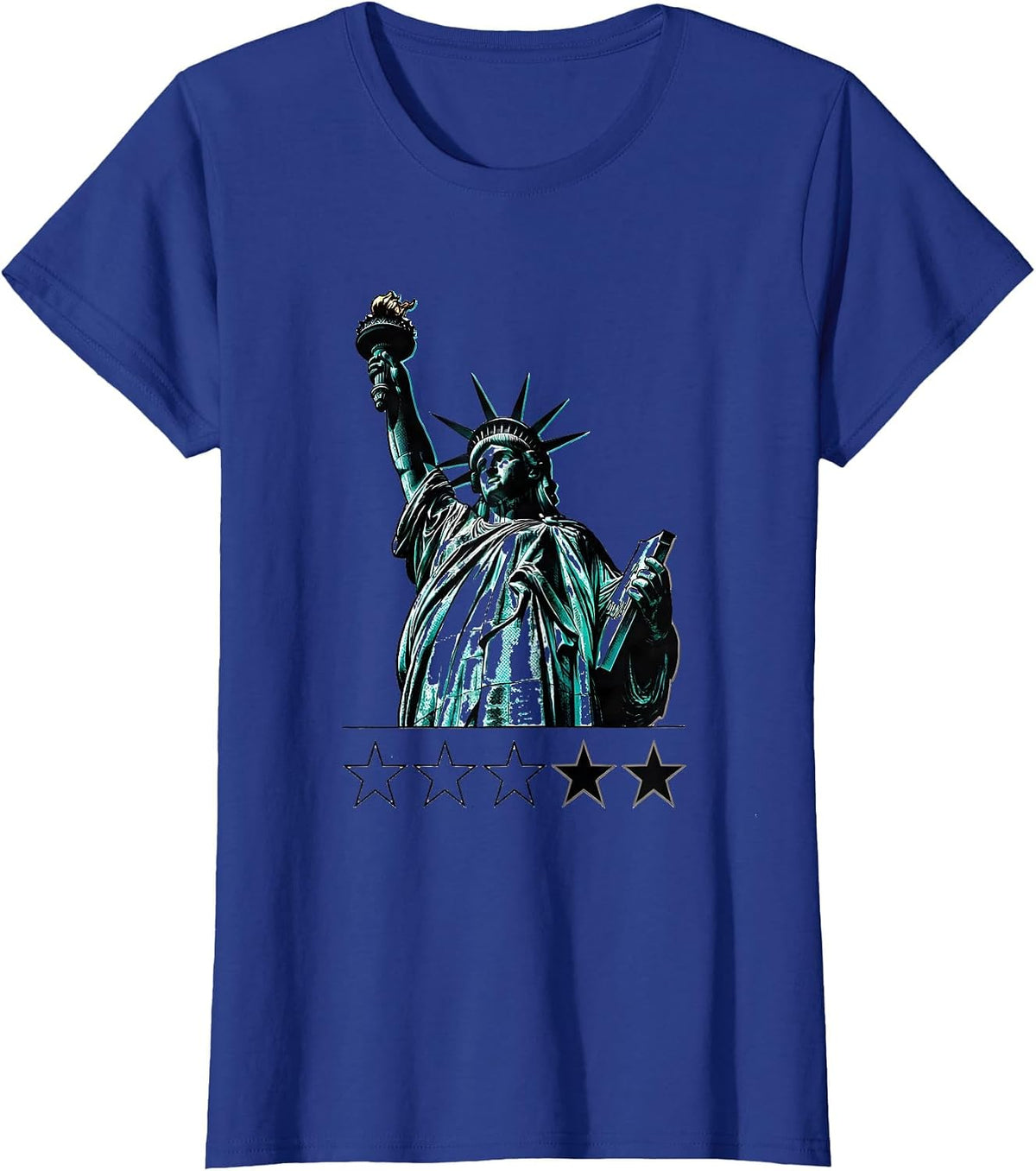 Women's Halftone Colossus Silhouette Funny History Buff Gift T-Shirt - Royal Blue