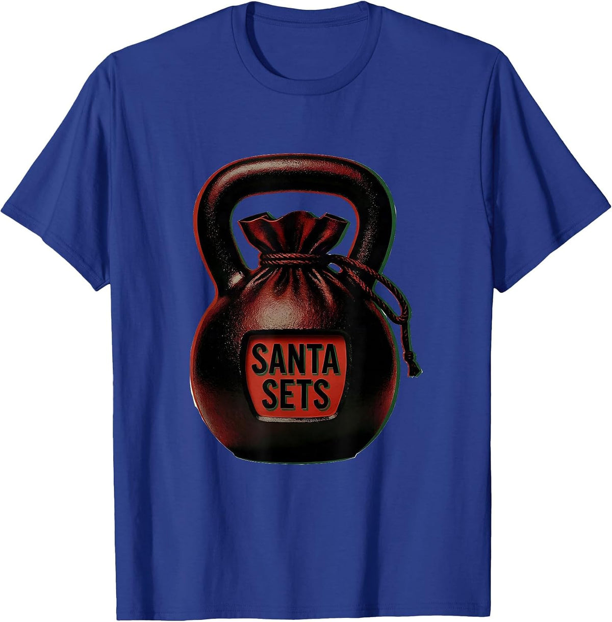 Santa Sets Editorial Conceptual Christmas Gym Weightlifting T-Shirt - Royal Blue