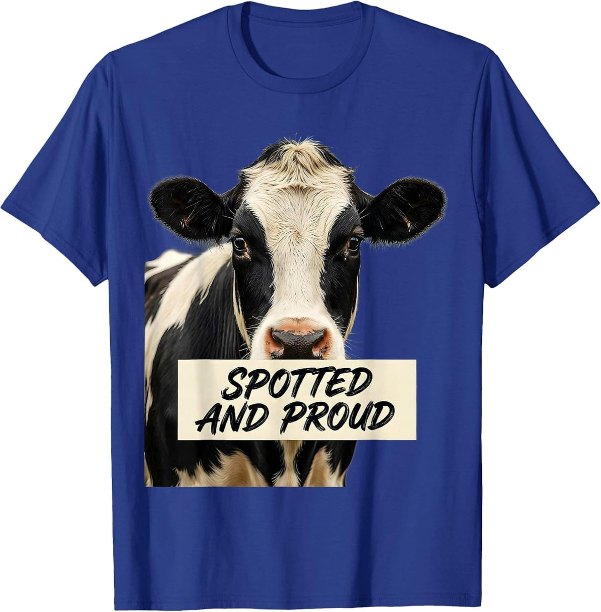 Men's Spotted and Proud Cow Lover Graphic Design T-Shirt - Royal Blue