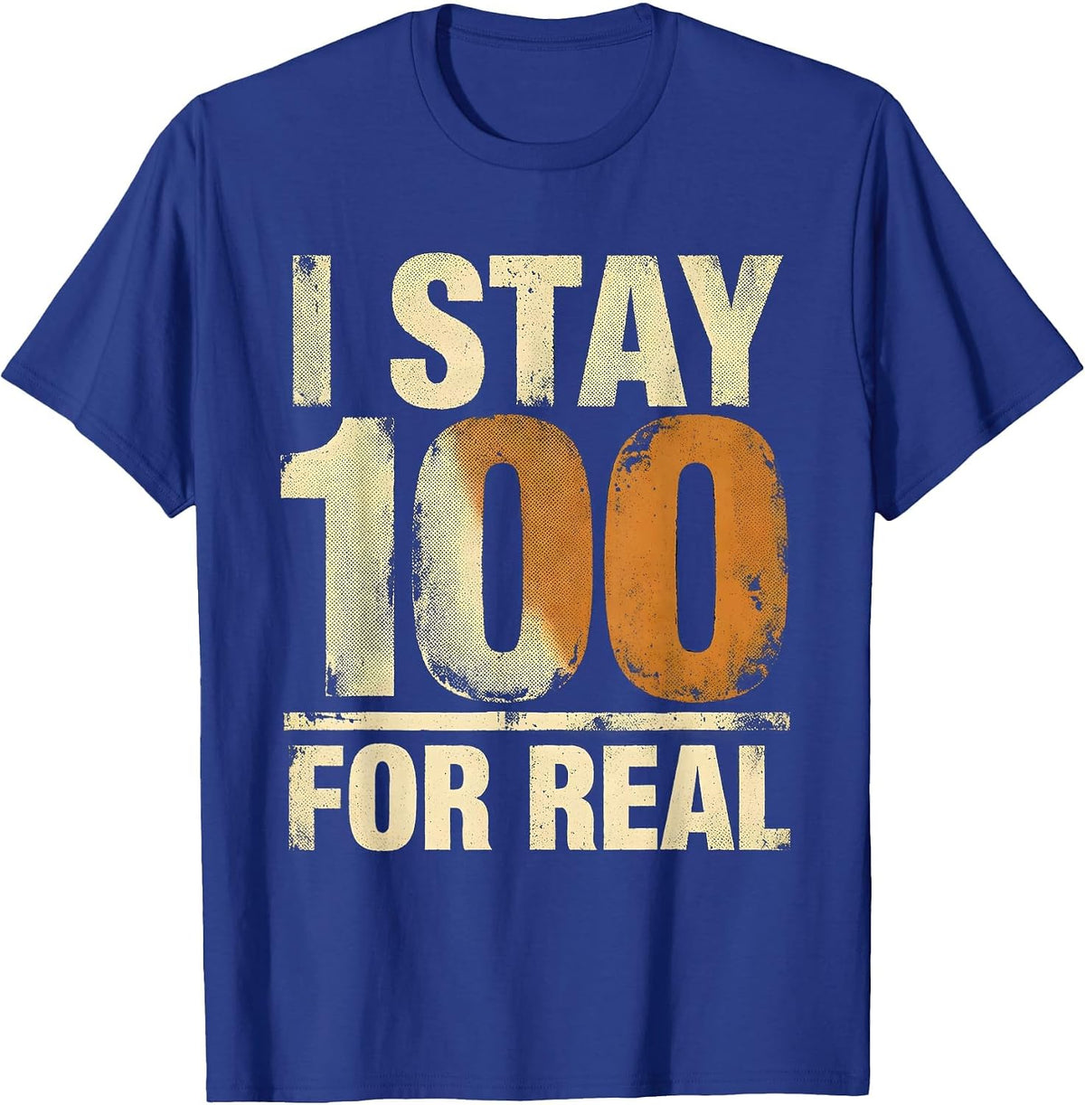 Men's I Stay 100 For Real Nostalgic Old School Hip Hop Rap Music T-Shirt - Royal Blue