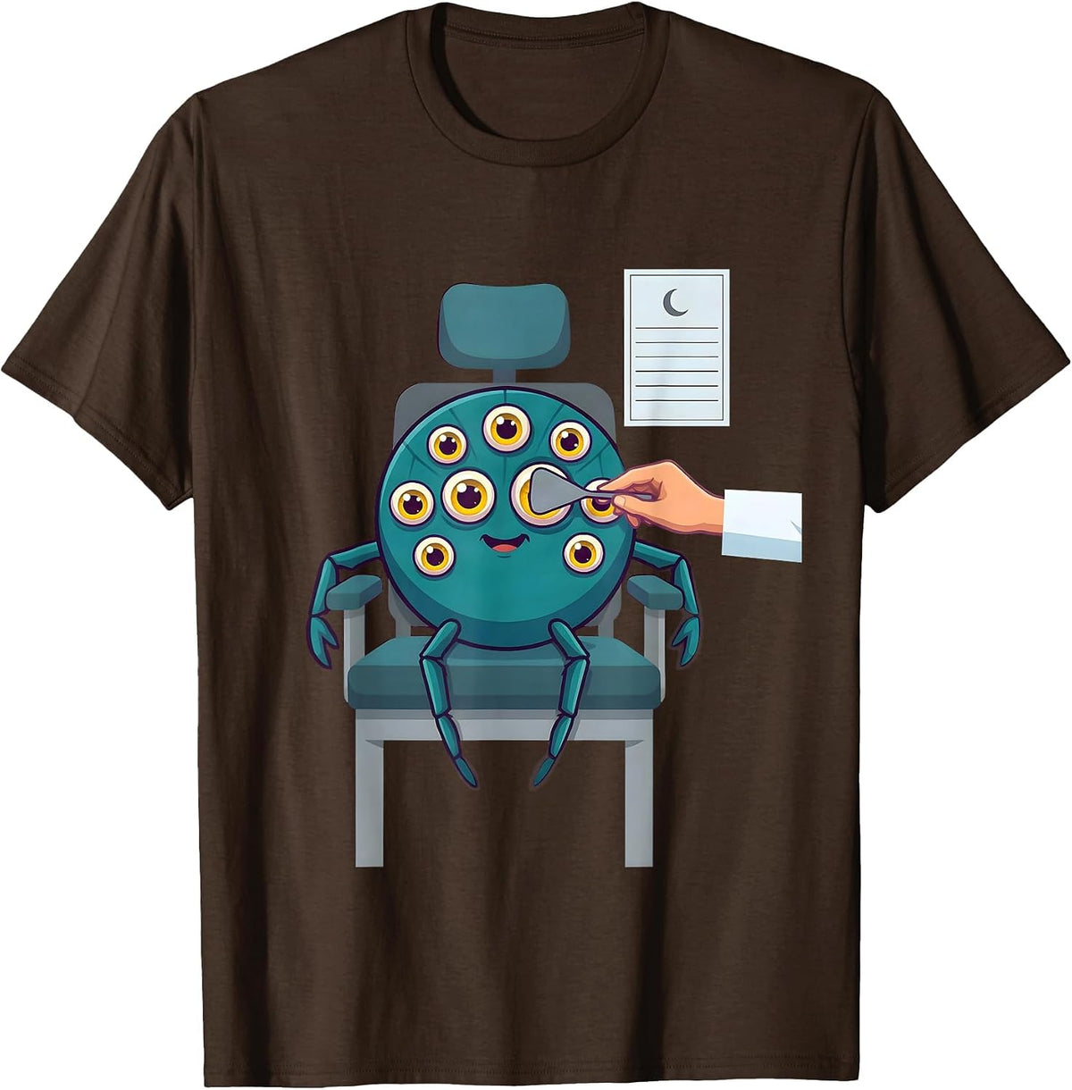 Friendly Spider Patient Optometrist Halloween Humor T-Shirt - Brown