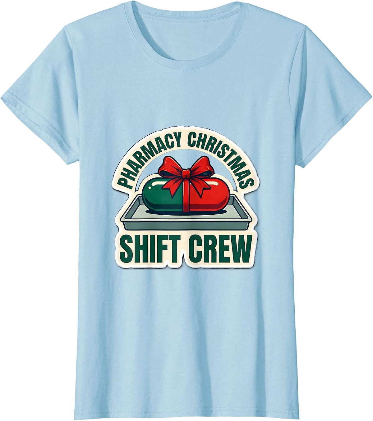 Pharmacy Christmas Shift Crew Funny Pharmacy Tech Squad T-Shirt - Baby Blue