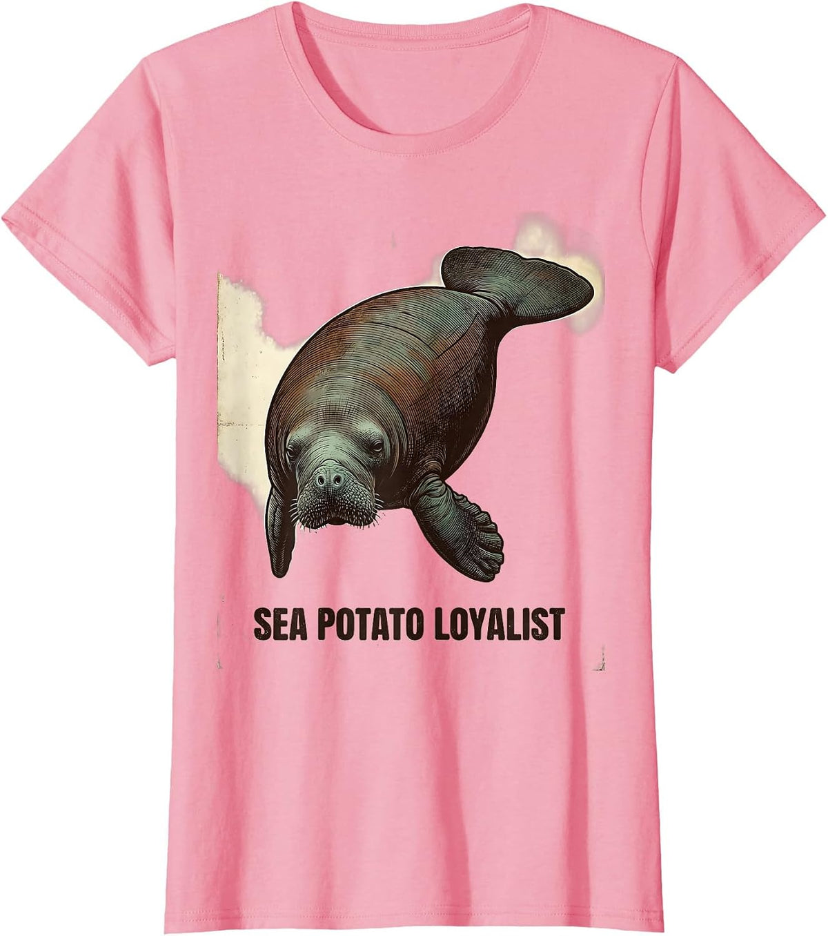 Women's Sea Potato Loyalist Vintage Manatee Lover Funny Sea Animal T-Shirt - Pink