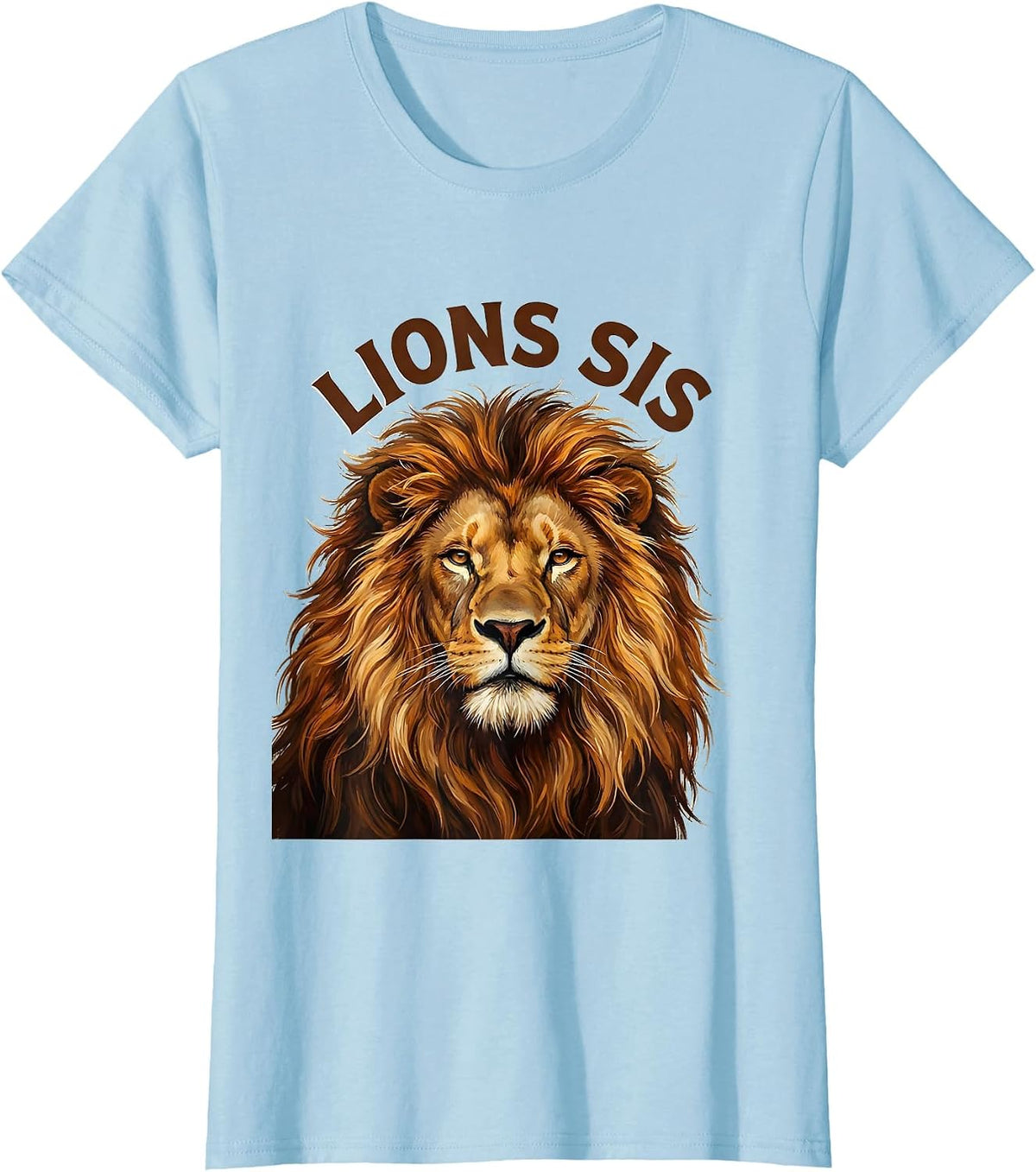 Lions Sis Bold Lion Animal Pride Fan Artwork T-Shirt - Baby Blue