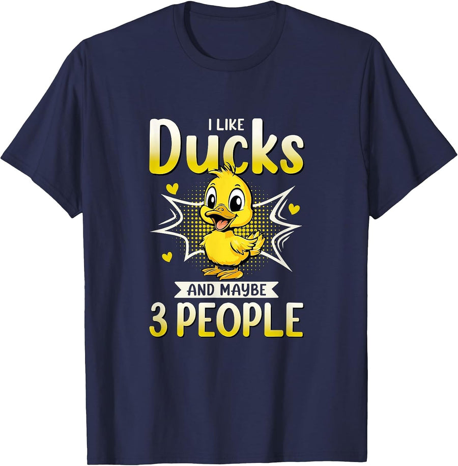 I Like Ducks & Maybe 3 People T-Shirt - Navy Blue