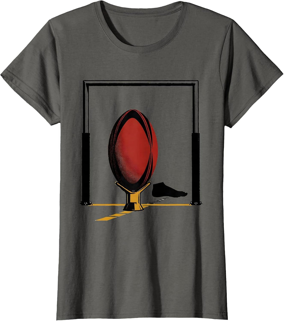 Women's Rugby Kicking Skill Tee Kicker Fan Humor T-Shirt - Asphalt Grey