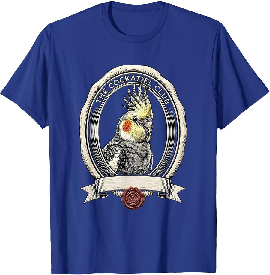 The Cockatiel Club Funny Crude Novelty Club Badge Humor T-Shirt - Royal Blue