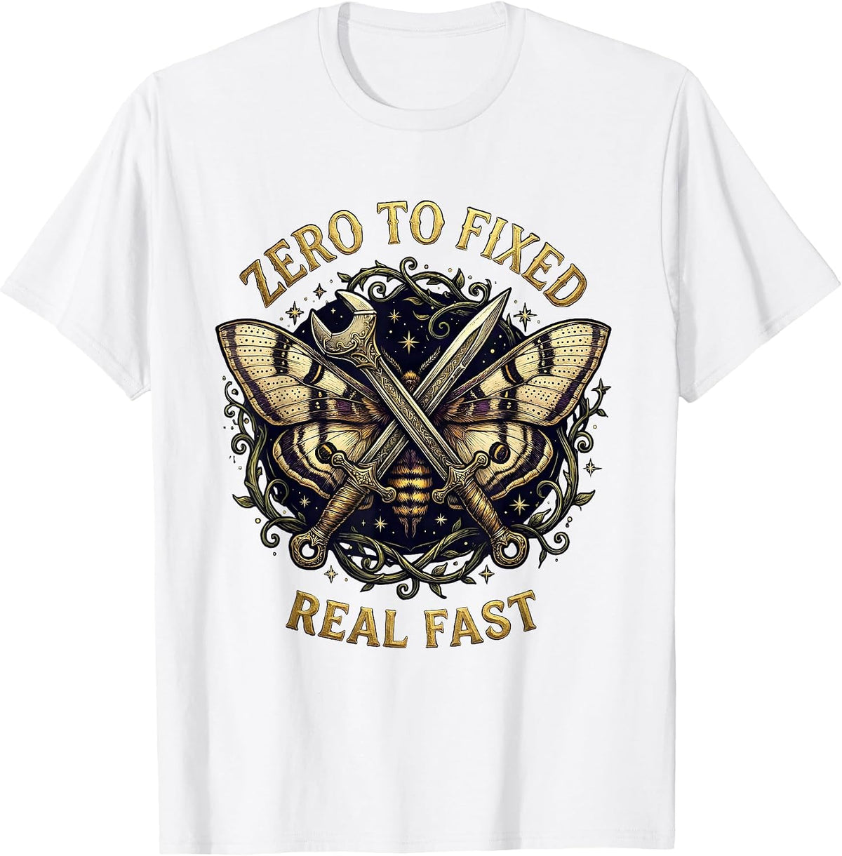 Men's Zero to Fixed Real Fast Mechanic Design T-Shirt - White