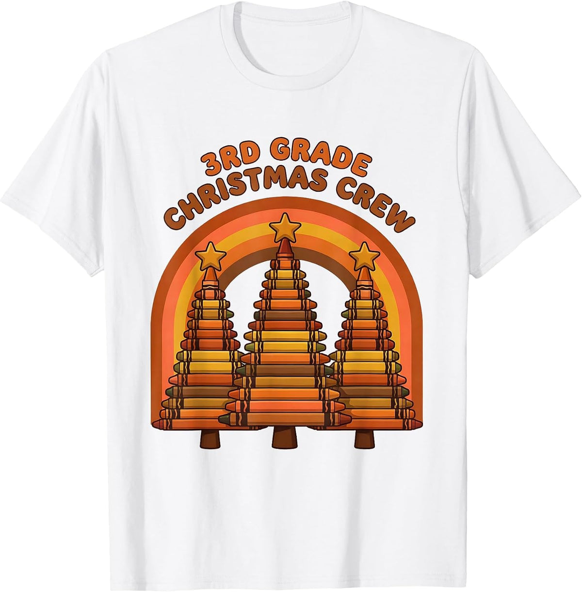 3rd Grade Christmas Crew Retro Teacher Humor School Holiday T-Shirt - White