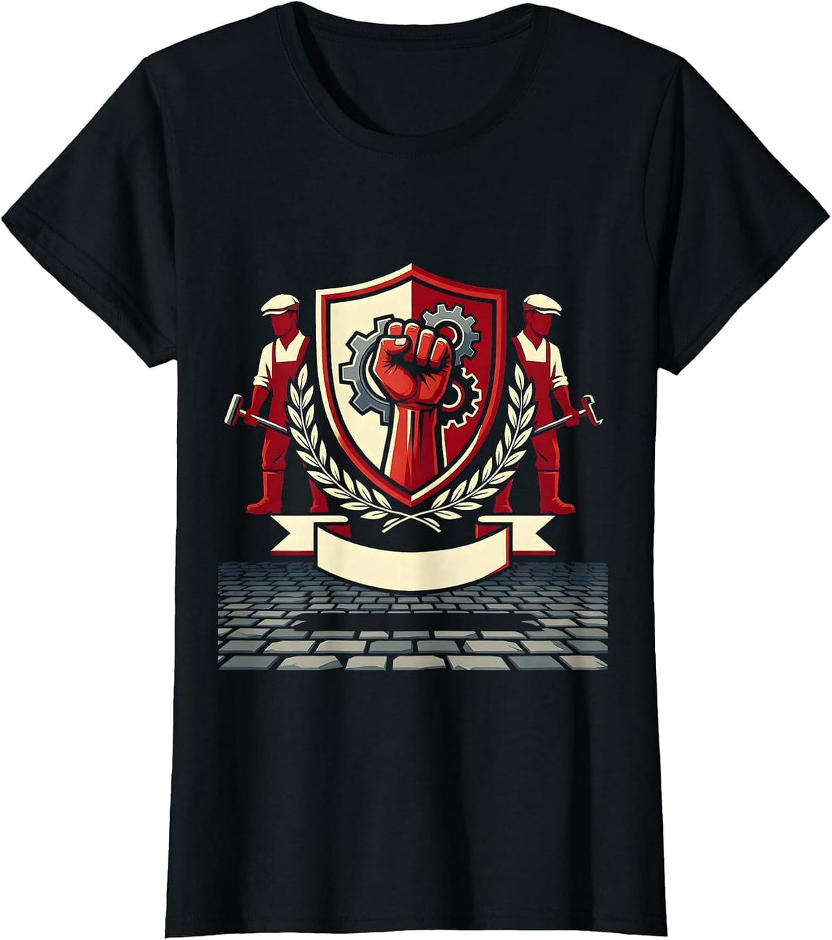 Labor Day Union Workers Historical March Graphic T-Shirt - Black
