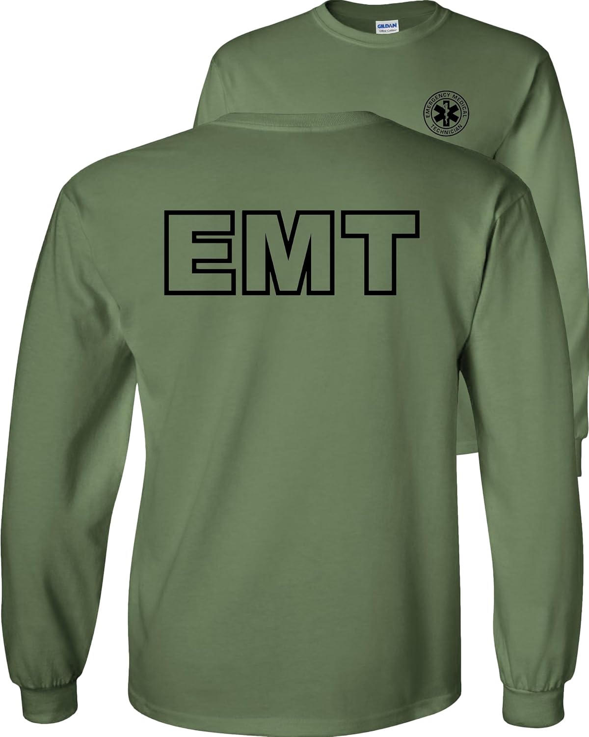 FAIR GAME EMT Long Sleeve Shirt Emergency Medical Techniciann - Military Green-black Design