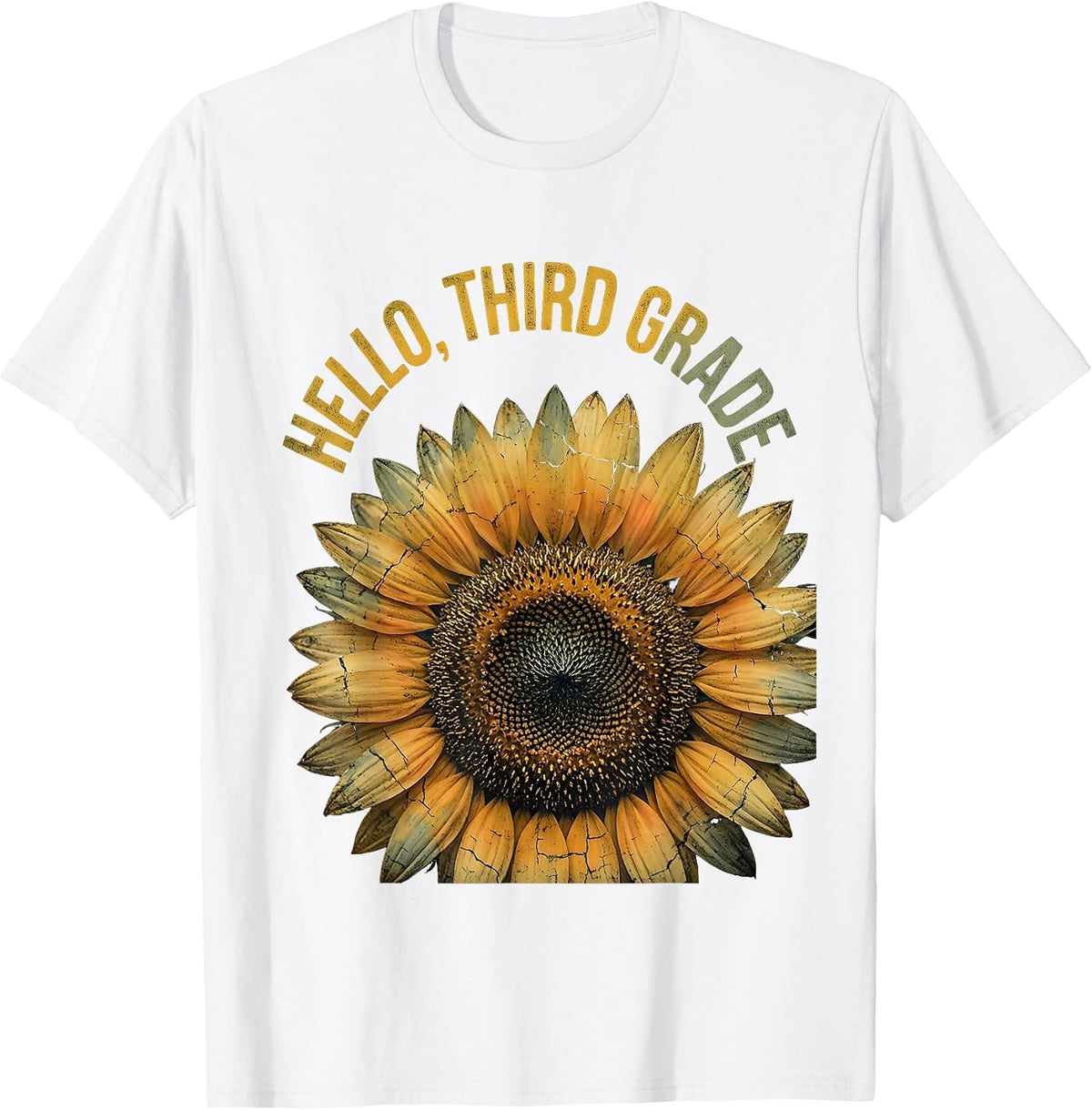 Men's Hello, Third Grade Boho Summer Casual Teacher Gift T-Shirt - White