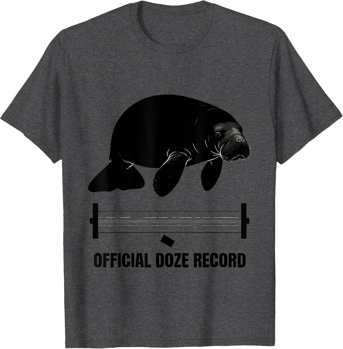 Official Doze Record Funny Manatee Sea Cow Wildlife Humor T-Shirt - Dark Heather Grey