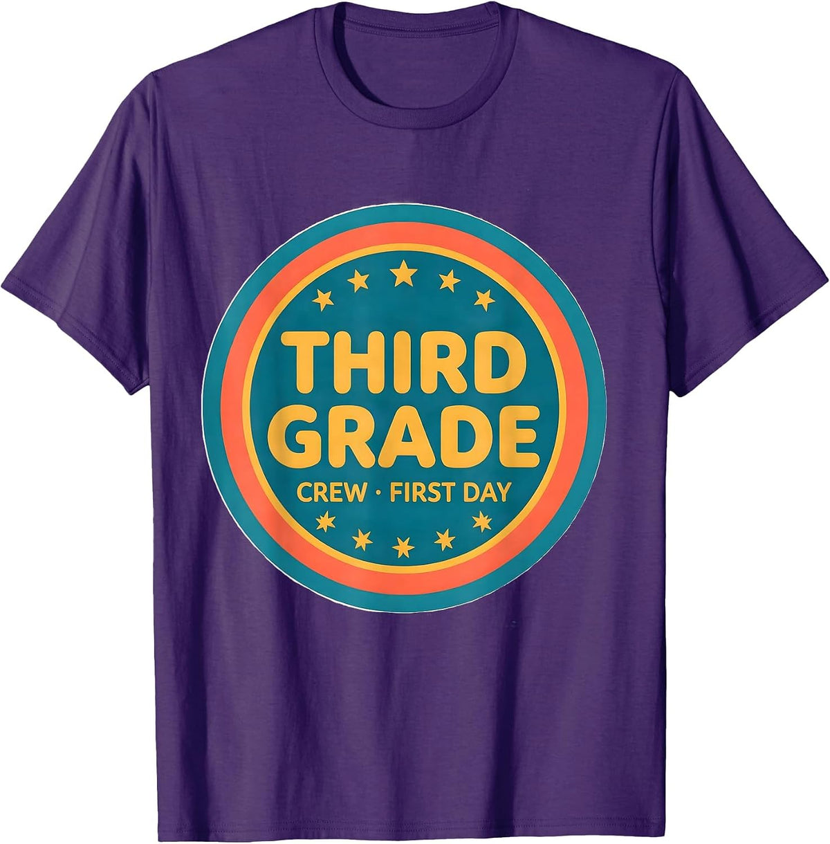 Men's Third Grade Crew First Day Back To School Teacher Student T-Shirt - Purple